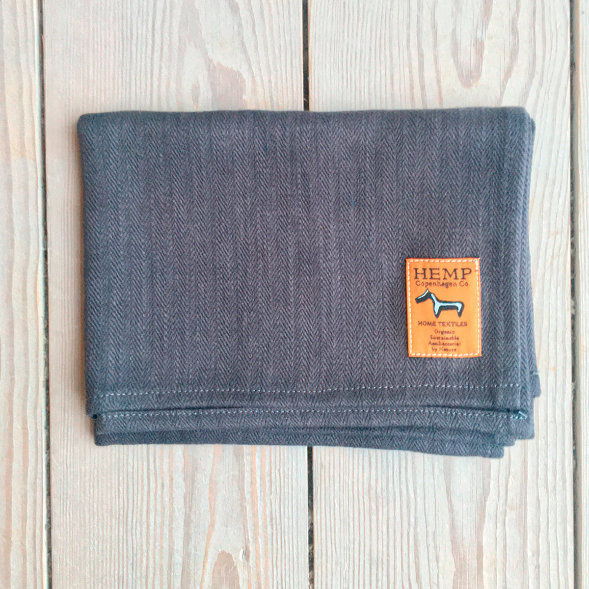 Hemp Copenhagen Co. Dish Towel Herringbone 100% Hemp Charcoal Grey